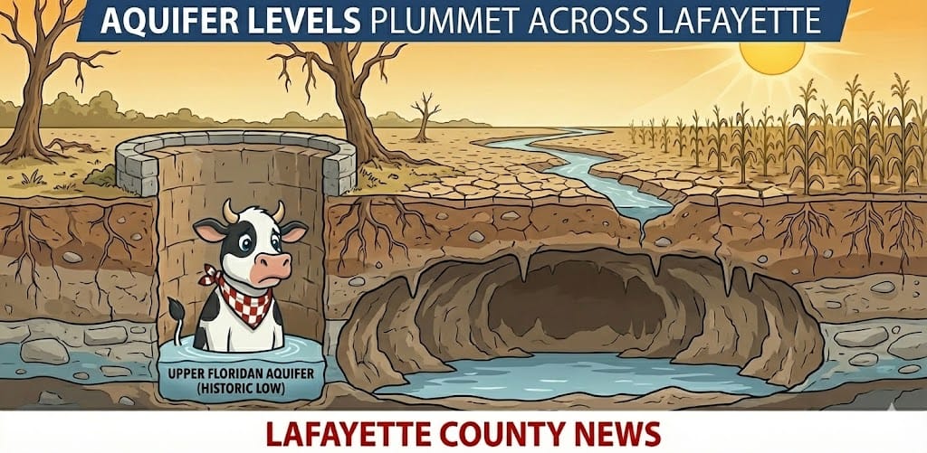THE SUWANNEE’S SILENT STRUGGLE: AQUIFER LEVELS PLUMMET ACROSS LAFAYETTE COUNTY