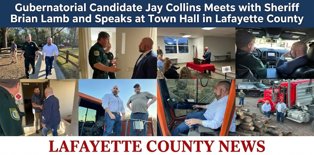 Gubernatorial Candidate Jay Collins Meets with Sheriff Brian Lamb and Speaks at Town Hall in Lafayette County